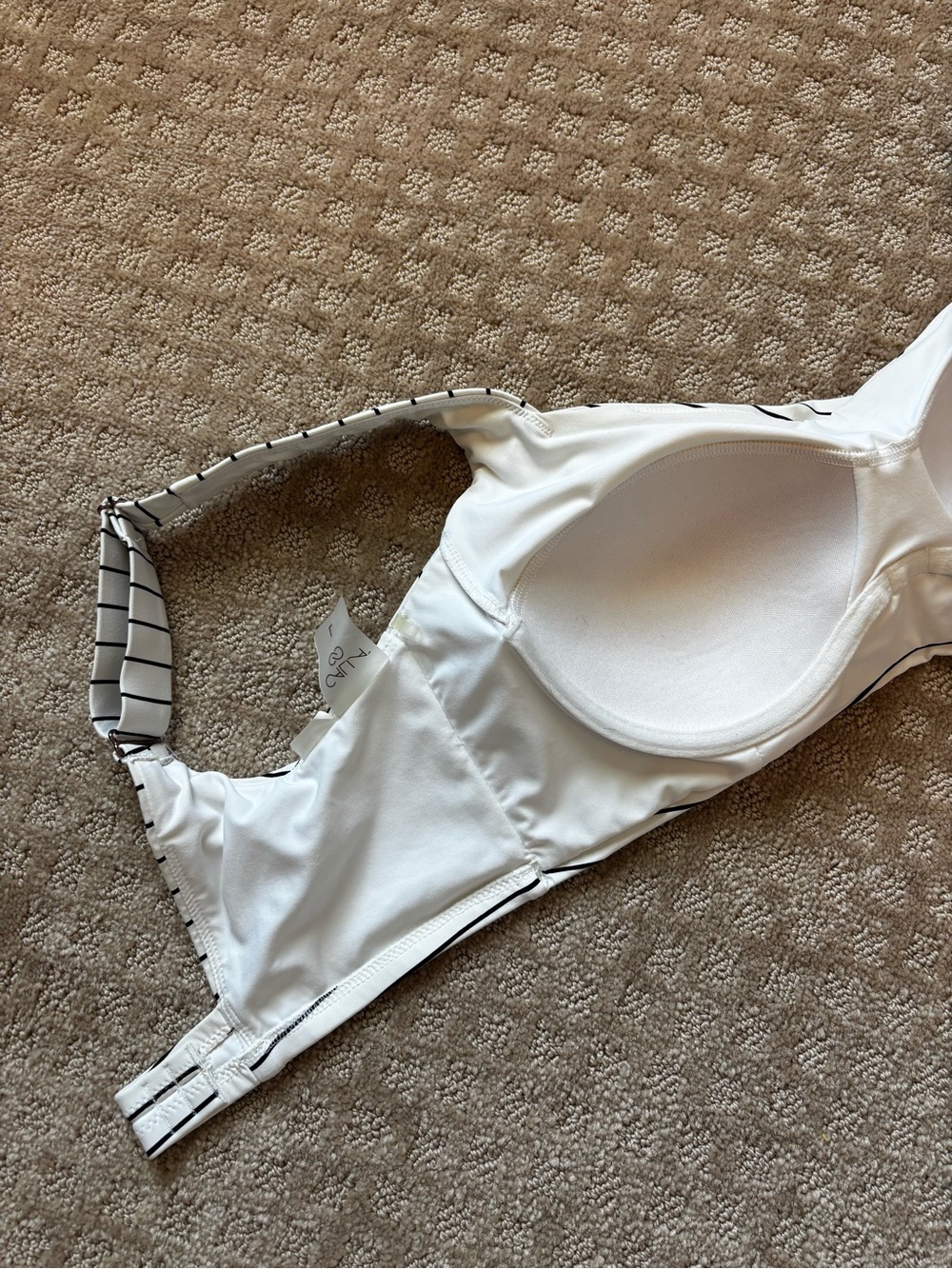 Calia White with Black Stripes Swim Top with Underwire size Large - Picture 5 of 8